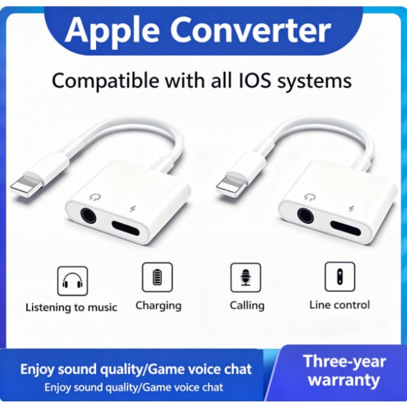 Earphone Splitter Jack - محول صوتي لآيفون 14، 13، 12،